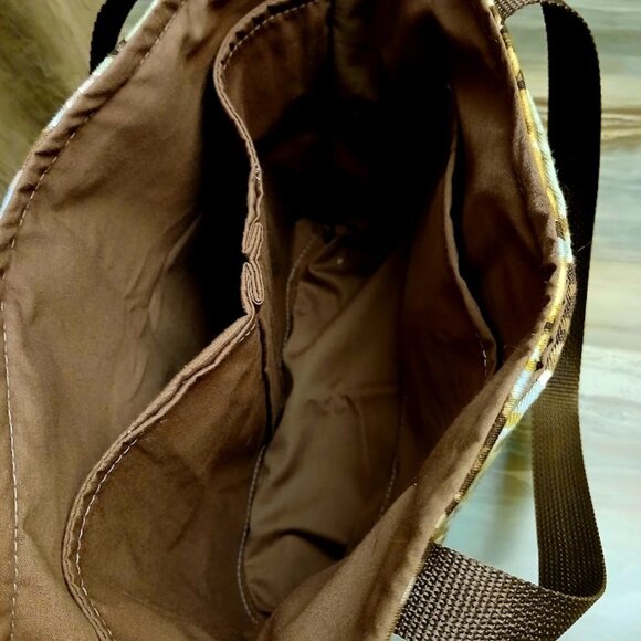 New Canvas Floral Tote Shopper shoulder Bag Yellow Brown Double handle Carryall - Picture 8 of 8